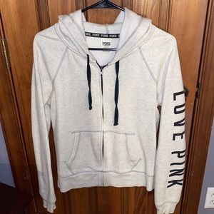 Pink sweatshirt zip- up hoodie